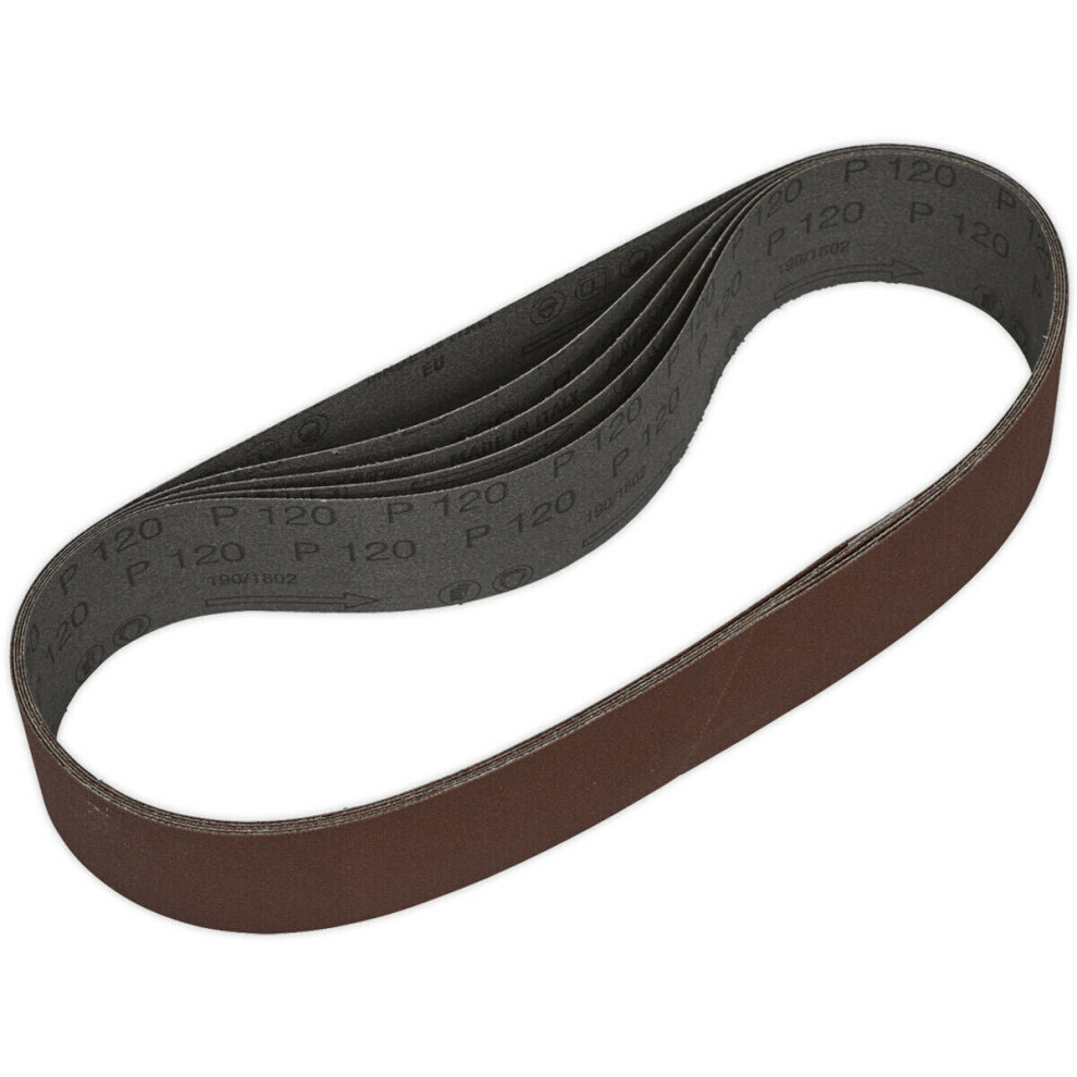 Loops 5 Pack - 50Mm X 686Mm Sanding Belts - 120 Grit Aluminium Oxide Cloth Backed Loop