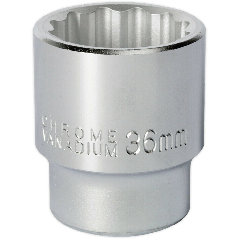 36mm Forged Steel Drive Socket - 3/4" Square Drive - Chrome Vanadium Socket