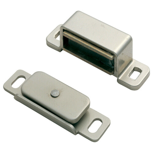 Loops 2x Magnetic Cupboard Door Catch 37mm Fixing Centres 6kg Pull Nickel Plated 1
