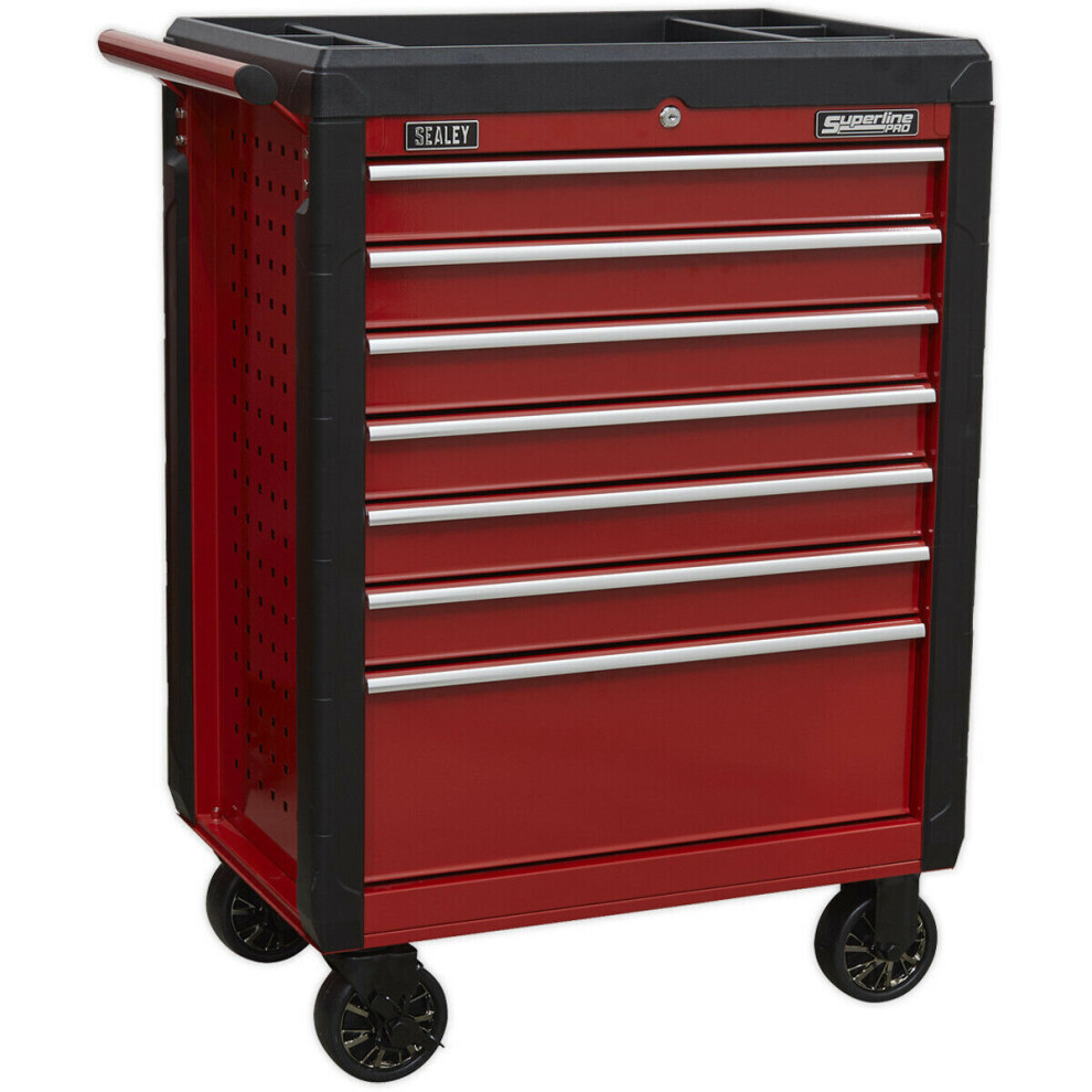 Loops 702 X 477 X 993Mm 7 Drawer Red Portable Tool Chest Locking Mobile Storage Box