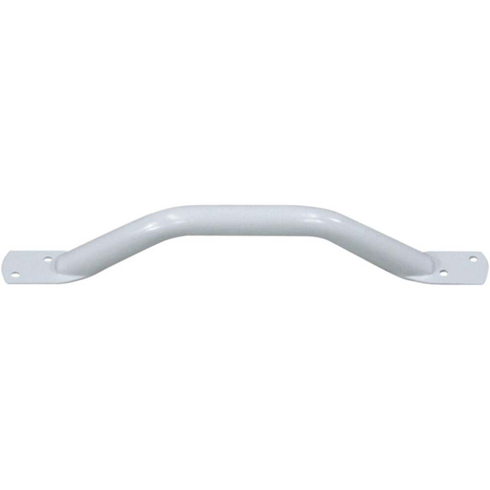 White Steel Pipe Grab Bar - 381mm Length - Rounded Safety Ends - Epoxy Coating