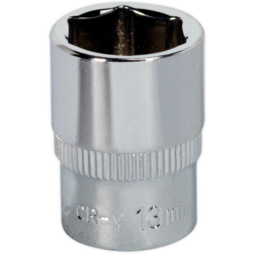 Loops 13Mm Forged Steel Drive Socket - 1/4" Square Drive - Polished Chrome Vanadium