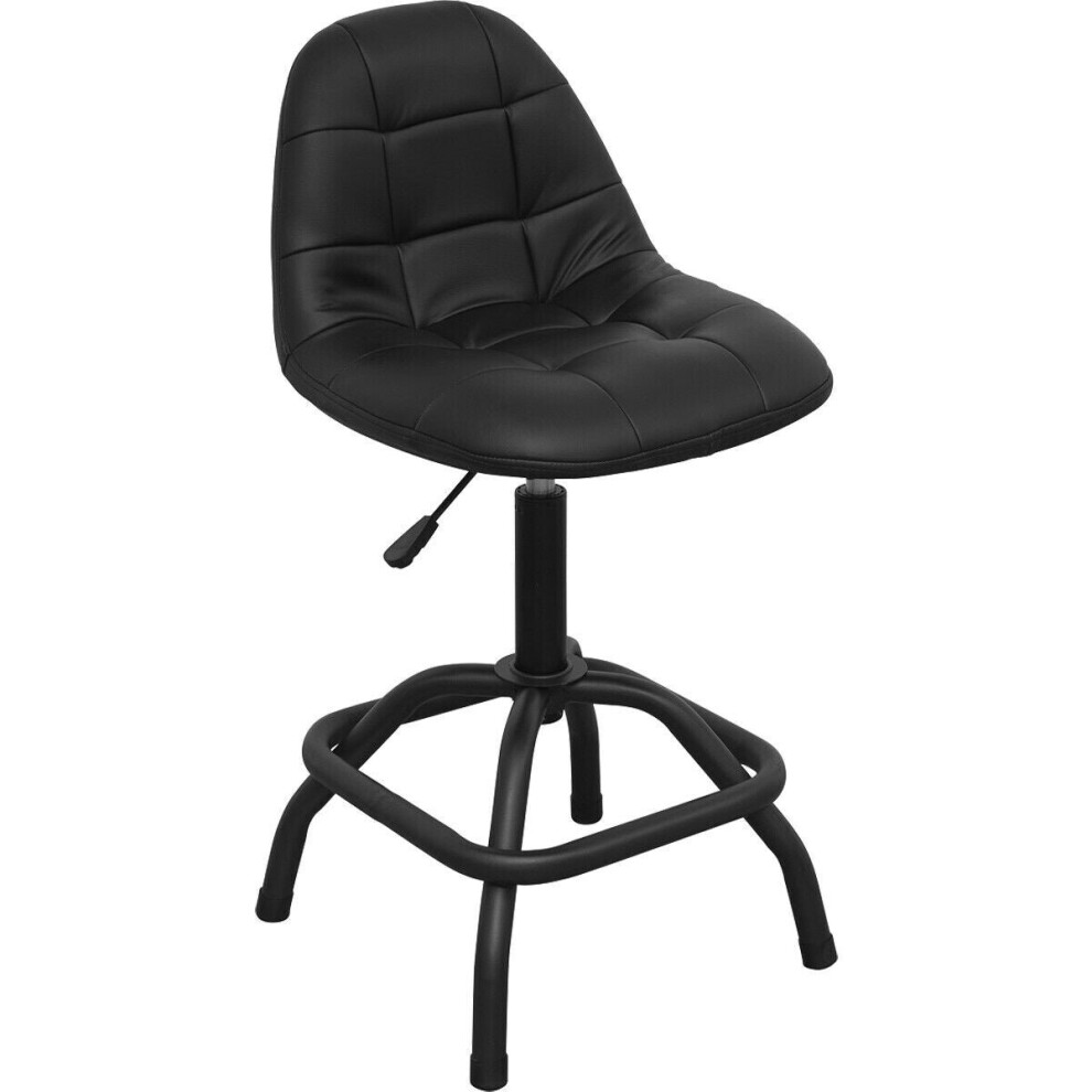 Pneumatic Workshop Stool - Adjustable Height - Swivel Seat With Back Rest