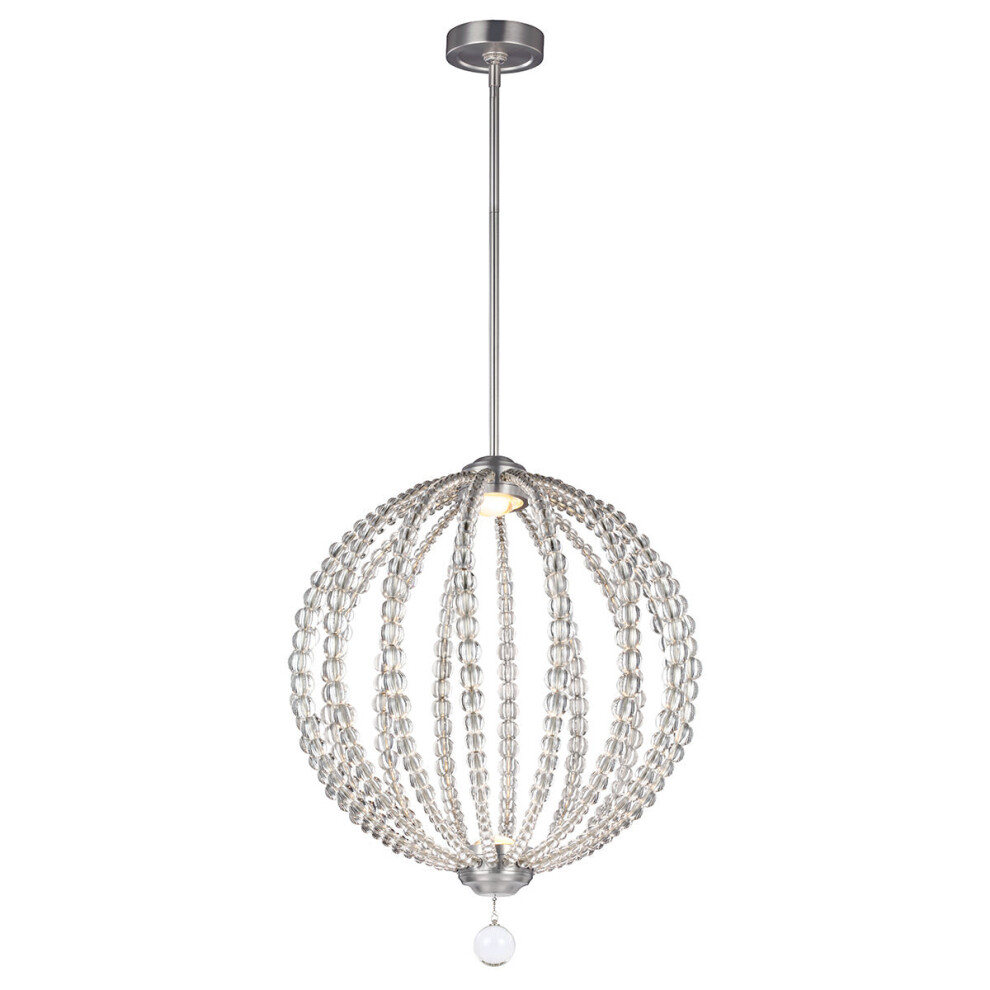 Loops 2 Bulb Ceiling Pendant Fitting Satin Nickel Led 8W Bulb Light