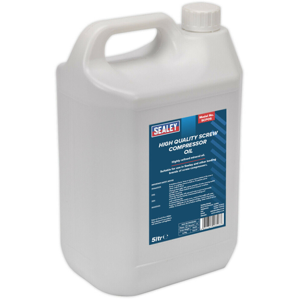 5L Screw Compressor Oil - Highly Refined Mineral Oil - Compressor Lubrication