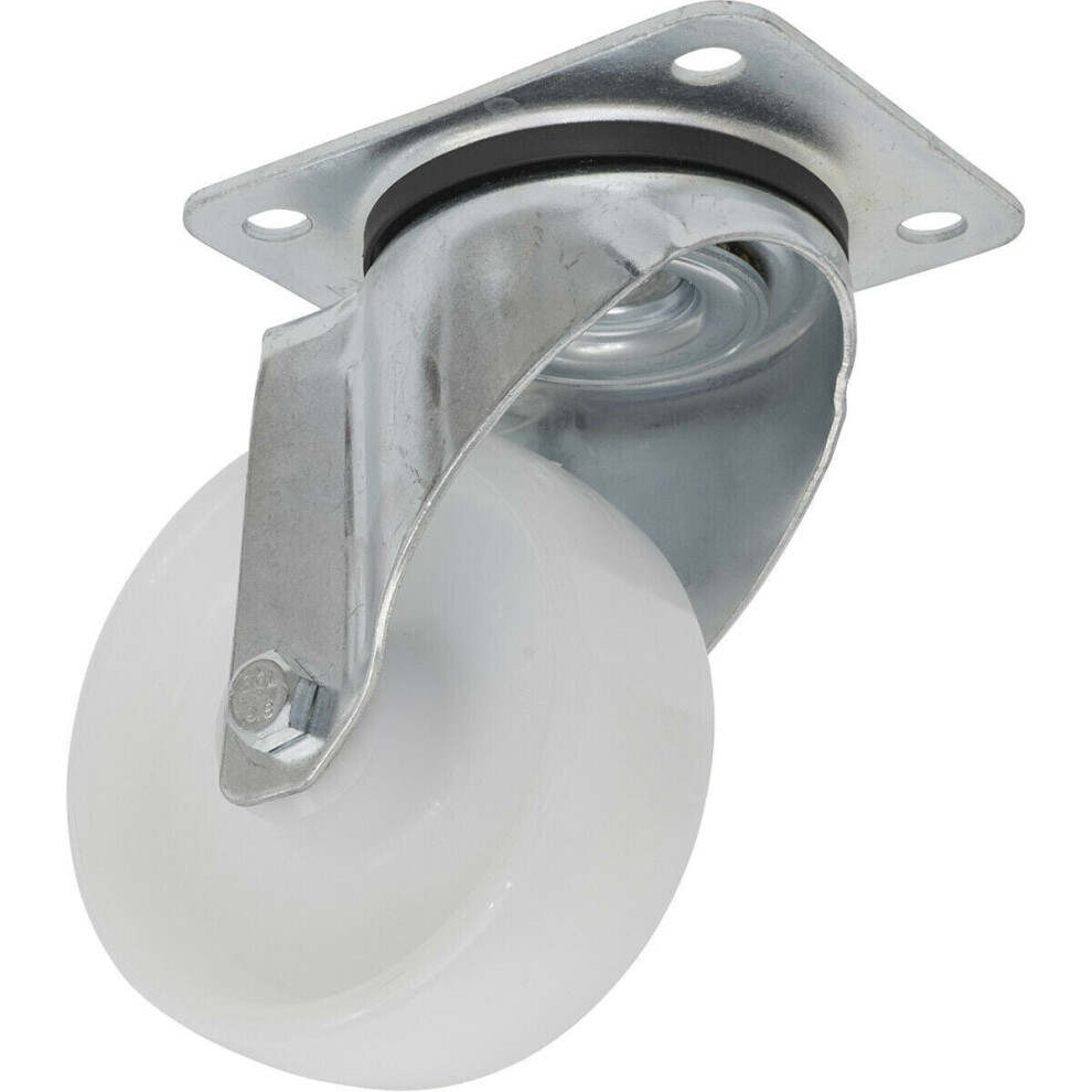 Loops 100Mm Swivel Plate Castor Wheel - 36Mm Tread - Non-Marking Polyamide Wheel