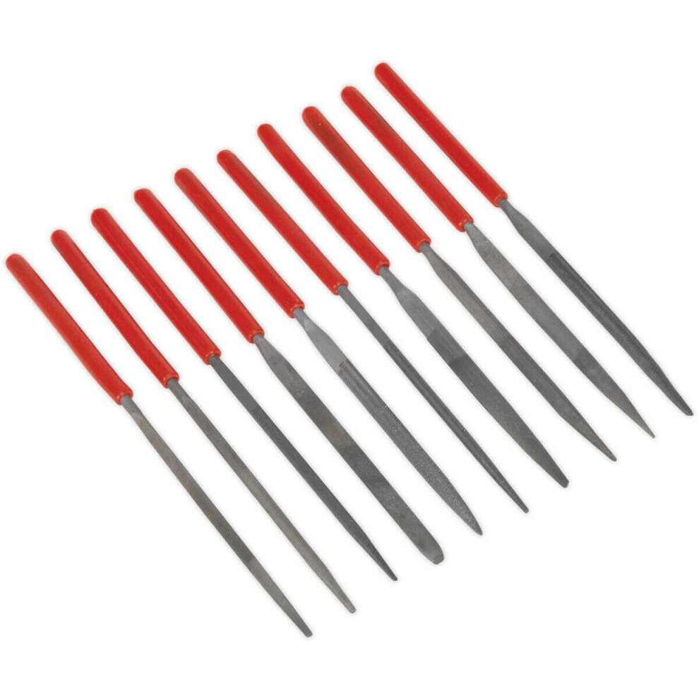 10 Piece 140Mm Needle File Set - Vinyl Dipped Handles - Precision Micro Files 5056524246788