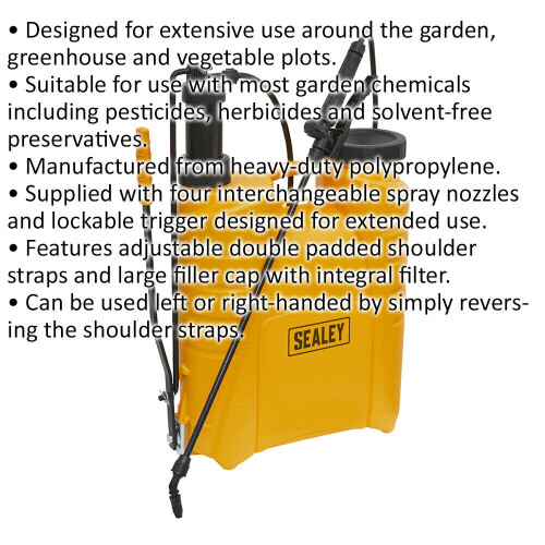 Loops 16L Backpack Sprayer - Heavy Duty PP Plastic - Interchangeable Spray Nozzles 1