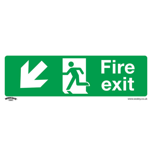 Loops 10x FIRE EXIT (DOWN LEFT) Health & Safety Sign Rigid Plastic 300 x 100mm Warning 2