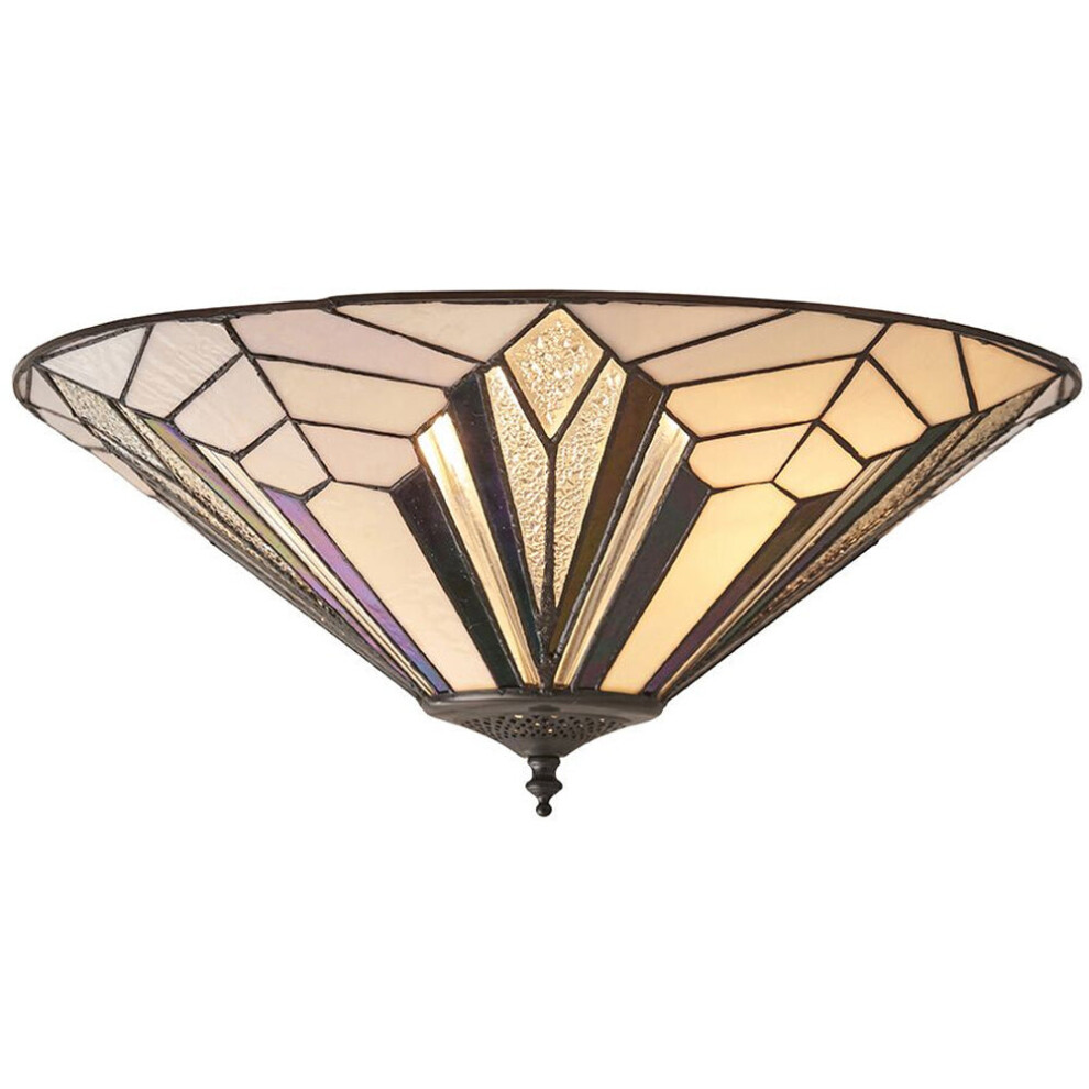 Loops Tiffany Glass Semi-Flush Ceiling - Art Deco Round Inverted Shade - I00033 Light