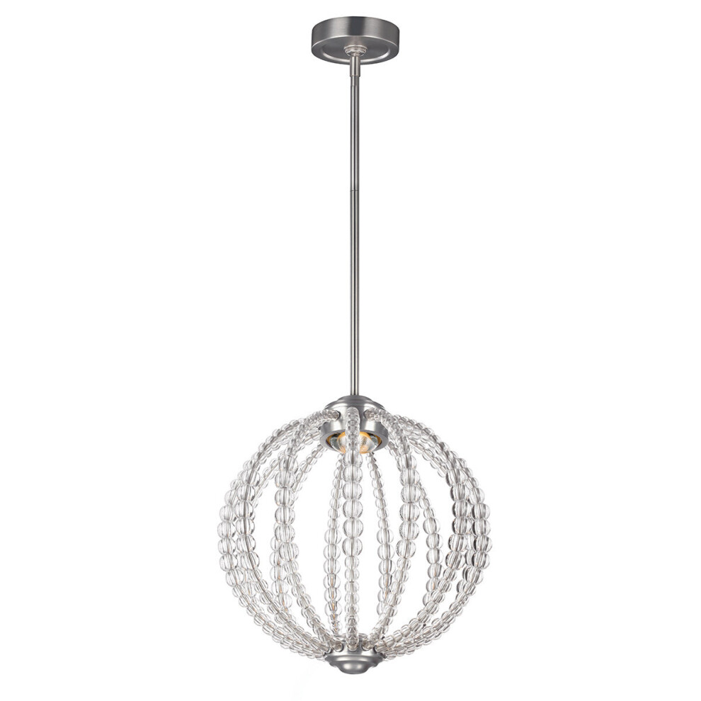 Loops 1 Bulb Ceiling Pendant Fitting Satin Nickel Led 8W Bulb Light