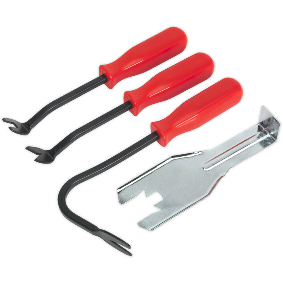 Loops 4 Piece Trim Clip Removal Set - U And V Profile Tips - Stubby Angled Tool Kit