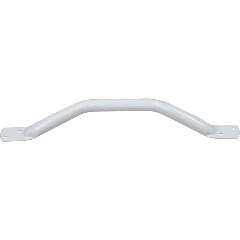 Offset White Steel Pipe Grab Bar - 450mm Length - Rounded Safety Ends - Epoxy