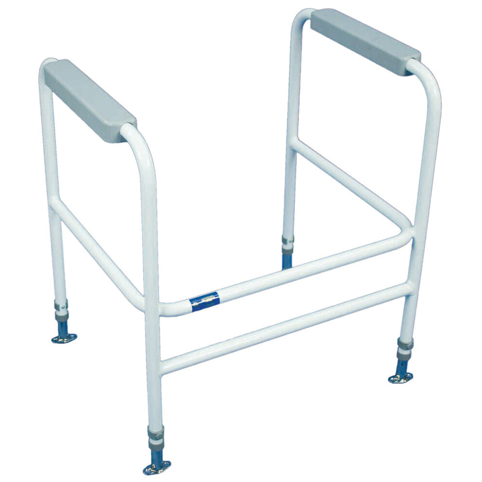 Aidapt Height Adjustable Floor Fixed Toilet Frame - 190Kg Weight Limit - White And Grey