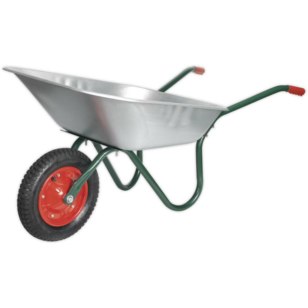 Lightweight Galvanized Steel Wheelbarrow - 65L Capacity - Tubular Steel Frame