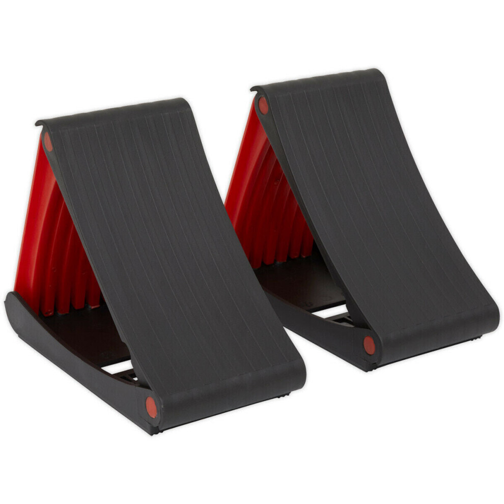 PAIR Folding Wheel Chocks - For Flat Surfaces Only - Prevents Vehicle Movement