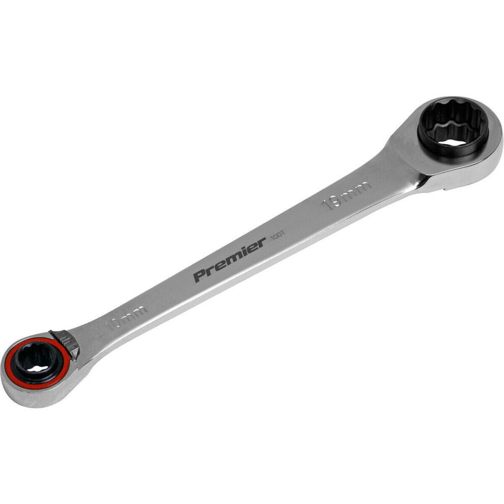 Loops Pro 4-In-1 Double Ended Reversible Ratchet Ring Spanner - Steel Metric Wrench