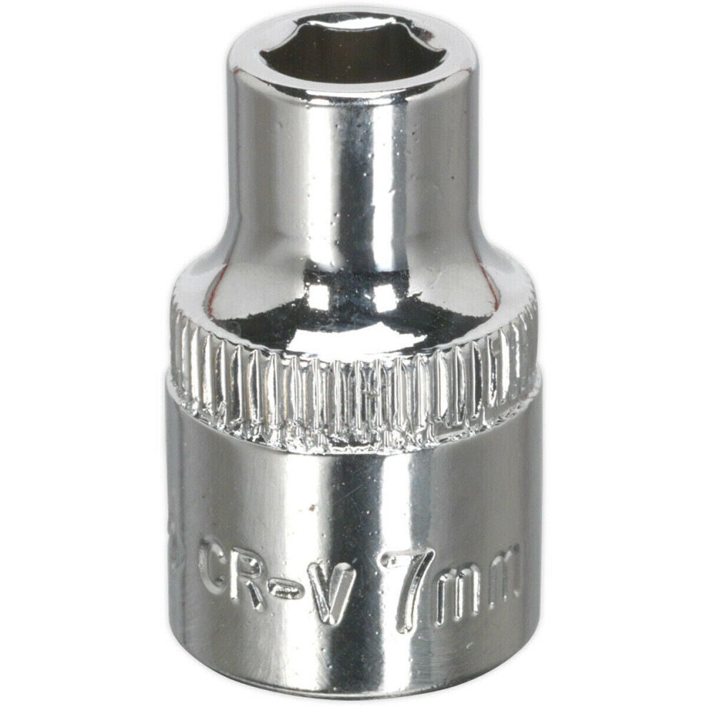 7mm Forged Steel Drive Socket - 3/8" Square Drive - Polished Chrome Vanadium