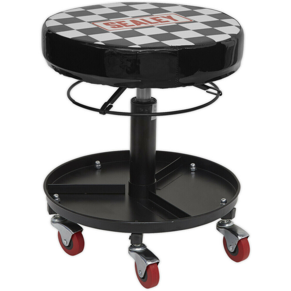 Loops Heavy Duty Pneumatic Mechanics Seat - Swivel Action - Lever Operated - Padded