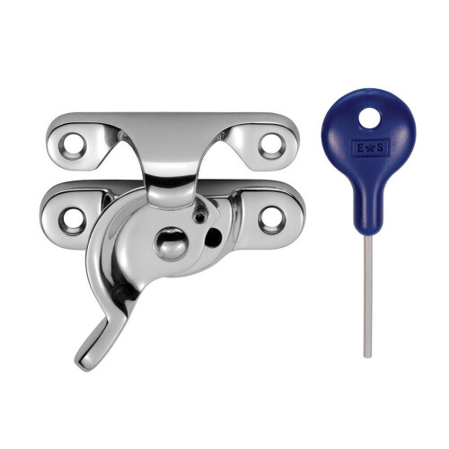 Loops Locking Fitch Pattern Sash Window Fastener 49mm Fixing Centres Polished Chrome 1