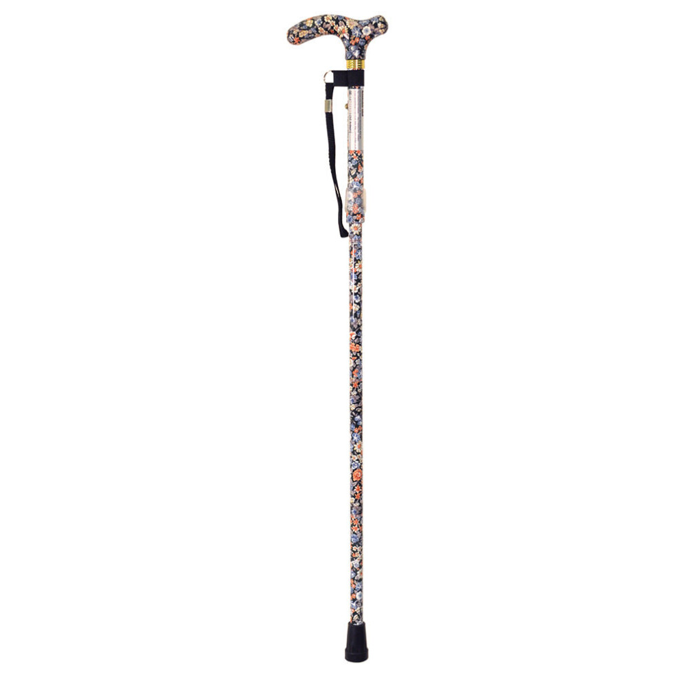 Deluxe Ambidextrous Foldable Walking Cane - 5 Height Settings - Japanes Floral