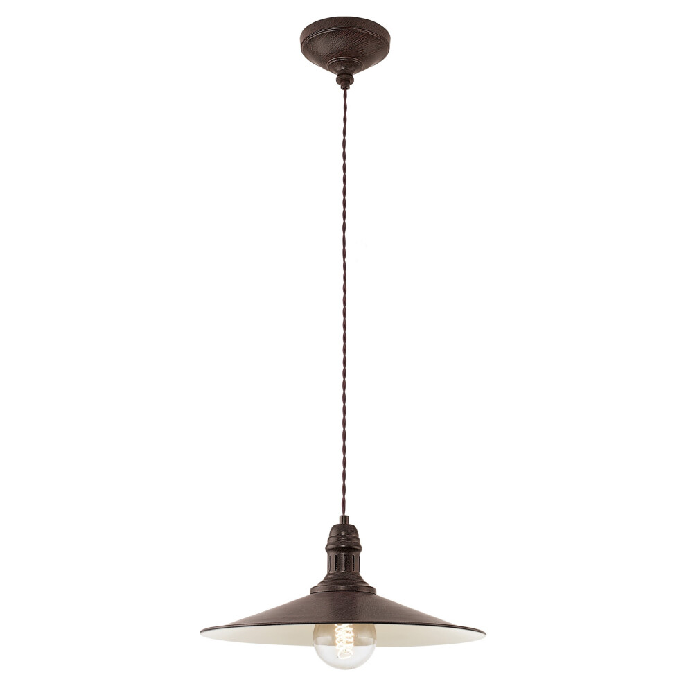 Loops Hanging Ceiling Pendant Antique & Steel 1X 60W E27 Bulb Light/Brown/Beige
