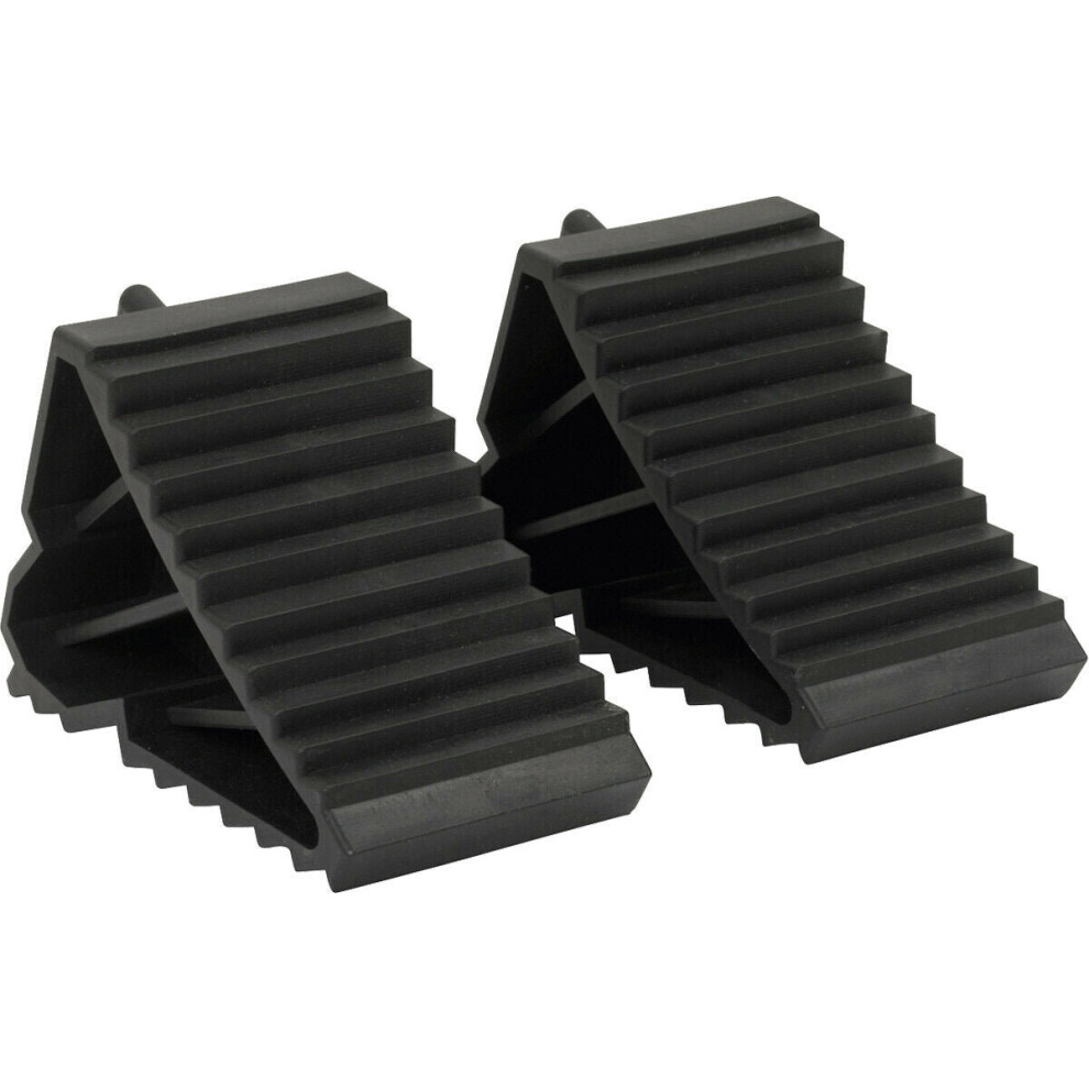Pair Composite Wheel Chocks - For Vehicles Up To 2000Kg - Safety Car Jack Stop 5056581946980