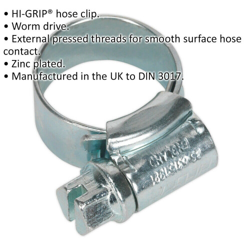 Loops 30 PACK Zinc Plated Hose Clip - 11mm to 16mm Diameter - External Pressed Threads 1