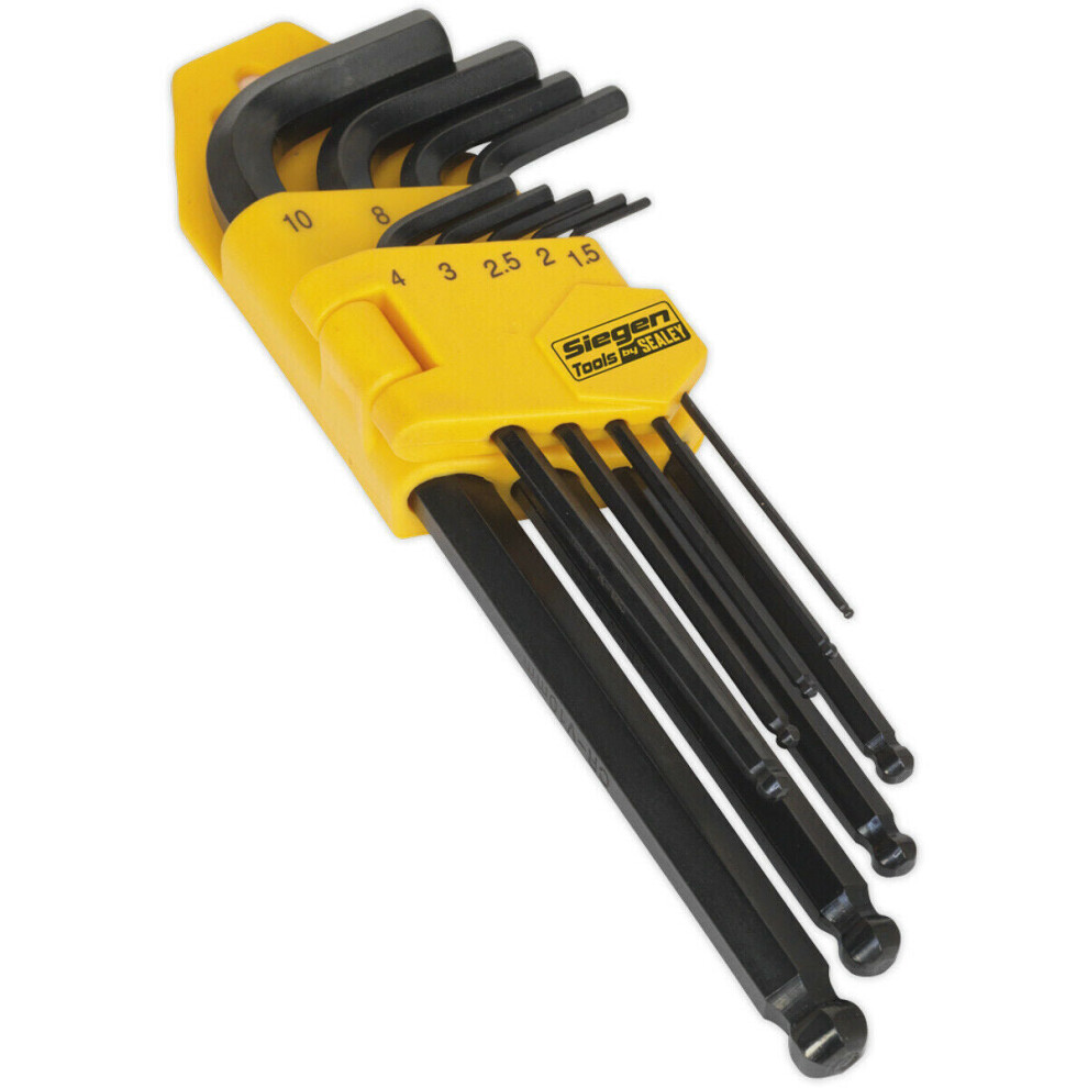 9 Piece Ball-End Hex Key Set - 1.5mm to 10mm Size - 30 Degree Angled Drive