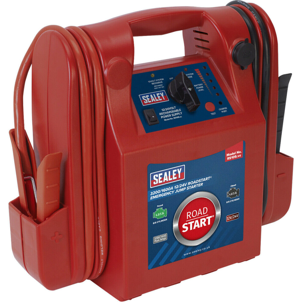 Dual Battery Emergency Jump Starter - 3200A / 1600A - Switchable Voltage