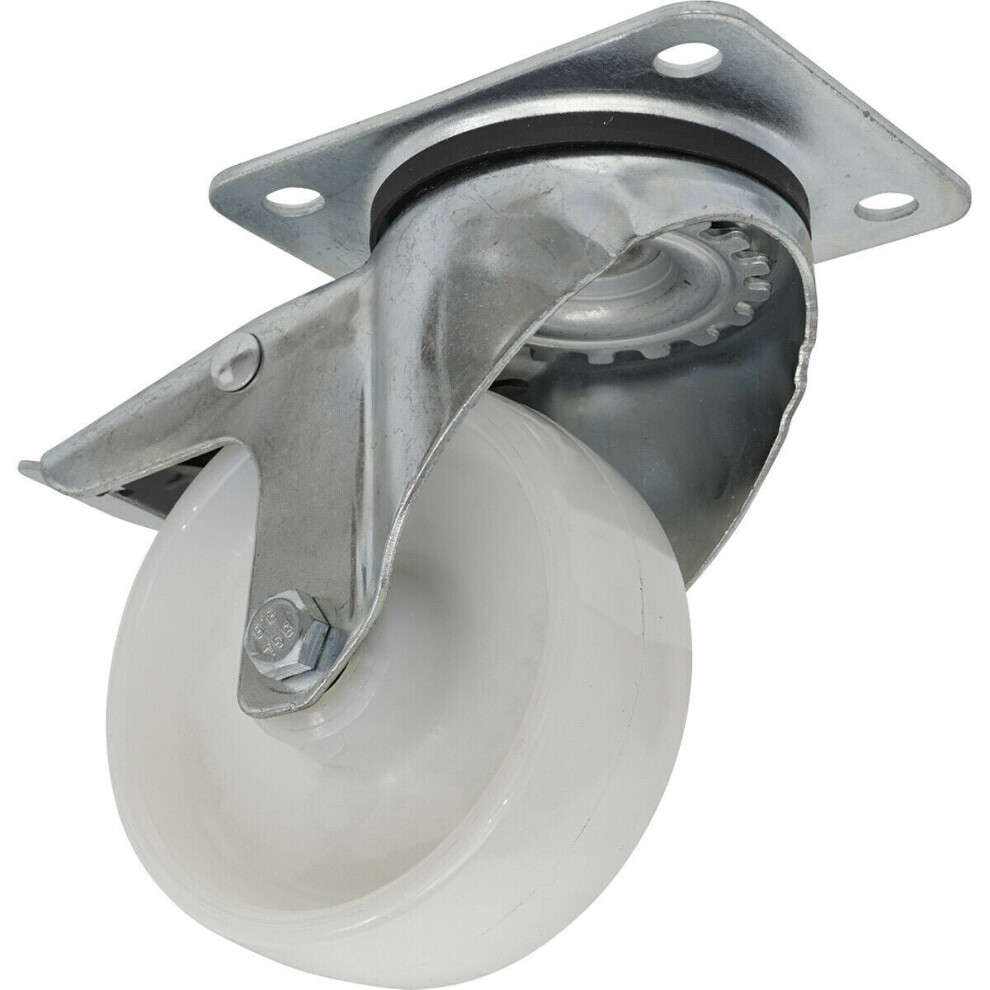 Loops 100Mm Swivel Plate Castor Wheel - 36Mm Tread - Polyamide - Total Lock Brakes