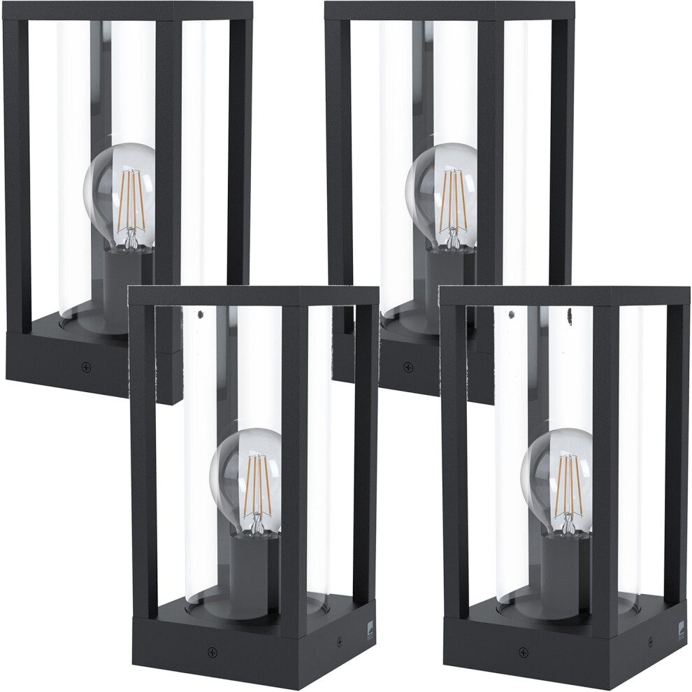 Loops 4 Pack Ip44 Outdoor Bollard Cast Aluminium Box 40W E27 Lamp Post Light/Black