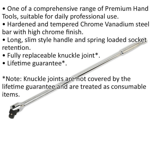 Loops 750mm Breaker Pull Bar - 3/4" Sq Drive Knuckle - Spring Loaded Socket Retention 1