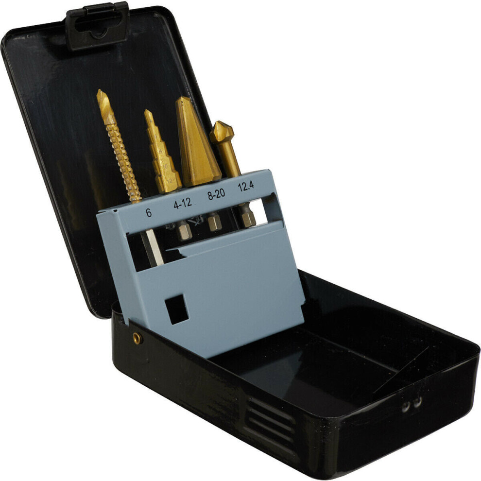Loops 4 Piece Multifunction Bit Set - Drill Saw - Step & Tube Drills - Countersink