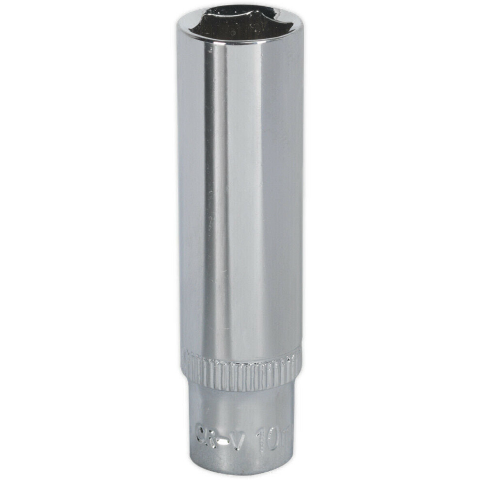 Loops 10Mm Forged Steel Deep Drive Socket - 1/4" Square Drive Polished Chrome Vanadium