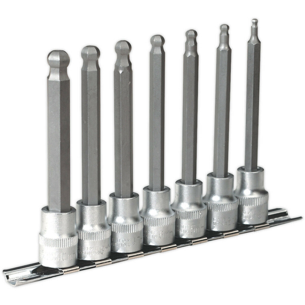 Loops 7 Pack Ball End Hex Socket Bit Set - 3/8" Square Drive - 3Mm To 10Mm Long Allen