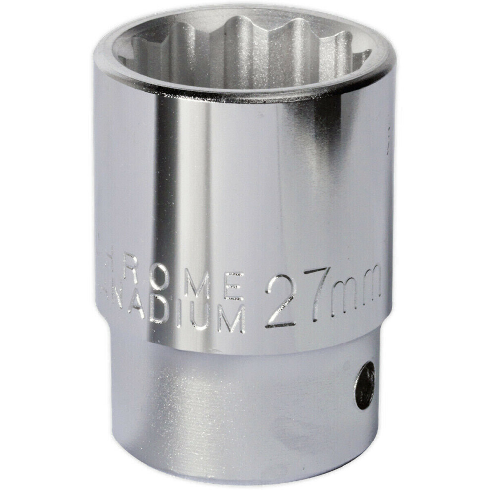 27mm Forged Steel Drive Socket - 3/4" Square Drive - Chrome Vanadium Socket