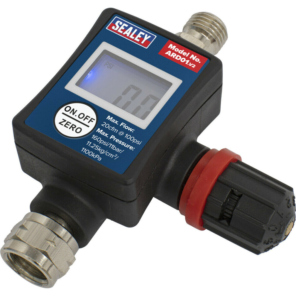 On-Gun Air Pressure Regulator Gauge - Digital 160Psi - 1/4" Bsp Airbrush Spray 5056524260869