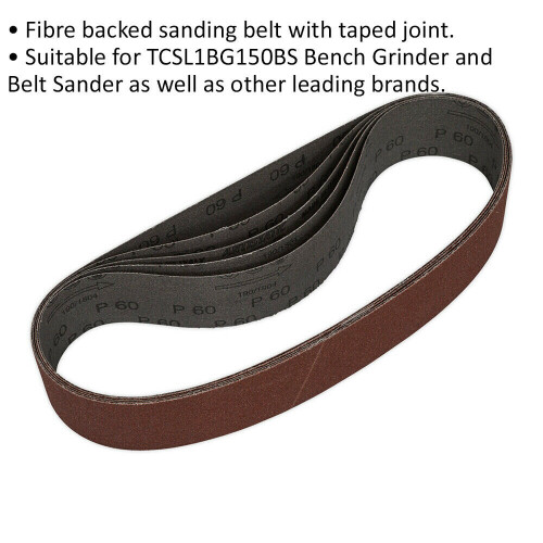 Loops 5 PACK - 50mm x 686mm Sanding Belts - 60 Grit Aluminium Oxide Cloth Backed Loop 1