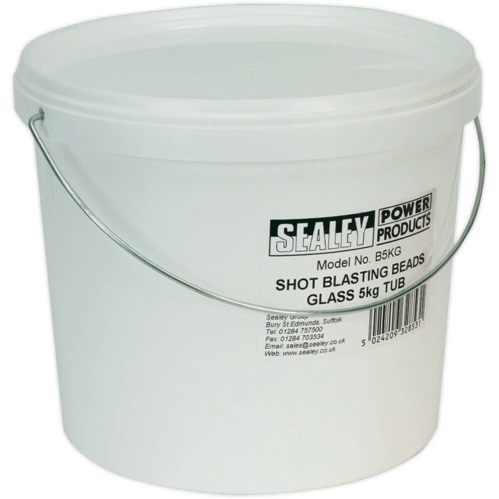 5Kg Shot Blasting Glass Beads Tub - Sand Blasting Abrasive 180 - 300 Micron Fine 5056524262405