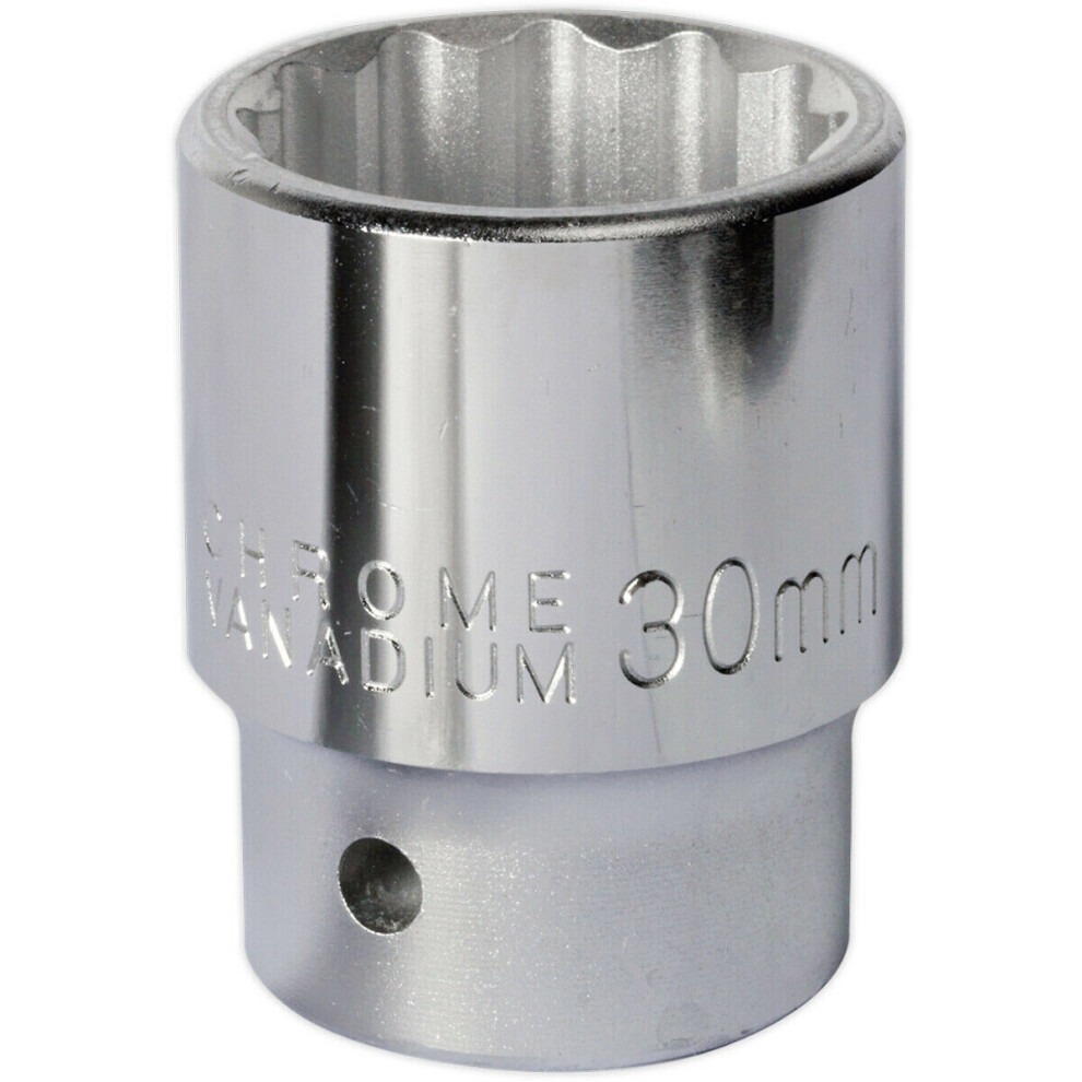 30mm Forged Steel Drive Socket - 3/4" Square Drive - Chrome Vanadium Socket