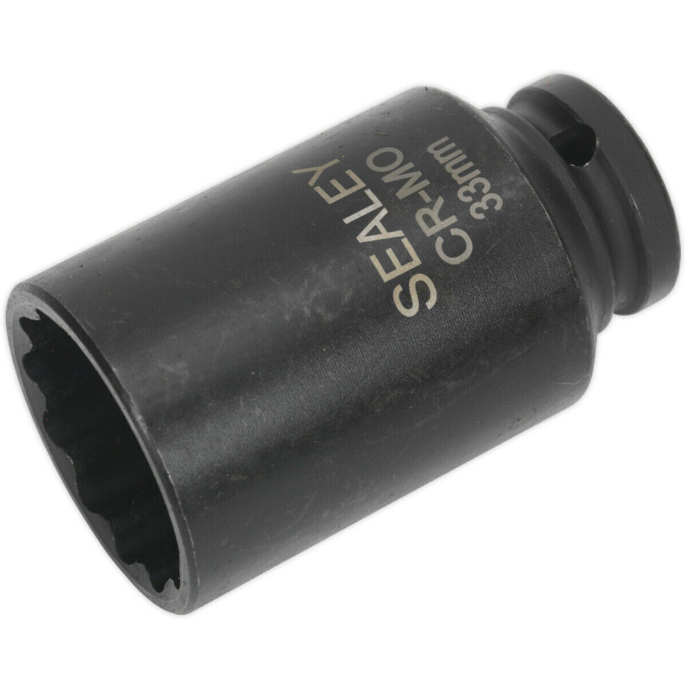 Loops 33Mm Bi-Hex Deep Impact Socket - 1/2 Inch Sq Drive - Chromoly Wrench Socket