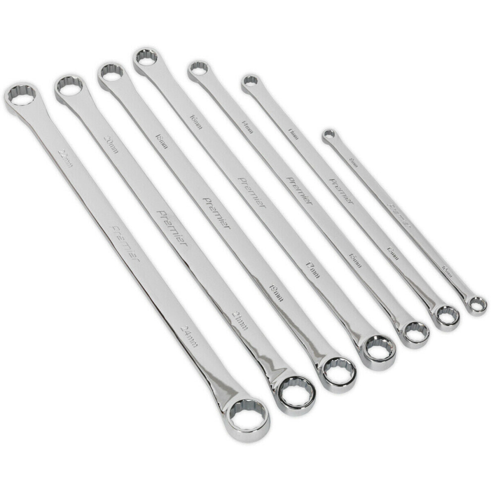 10pc EXTRA LONG Double Ended Ring Spanner Set 12 Point Metric Socket Hand Wrench