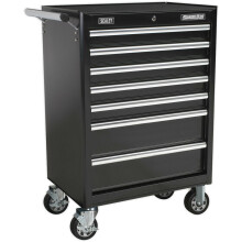 685 x 465 x 1005mm 7 Drawer BLACK Portable Tool Chest Mobile Locking Storage Box