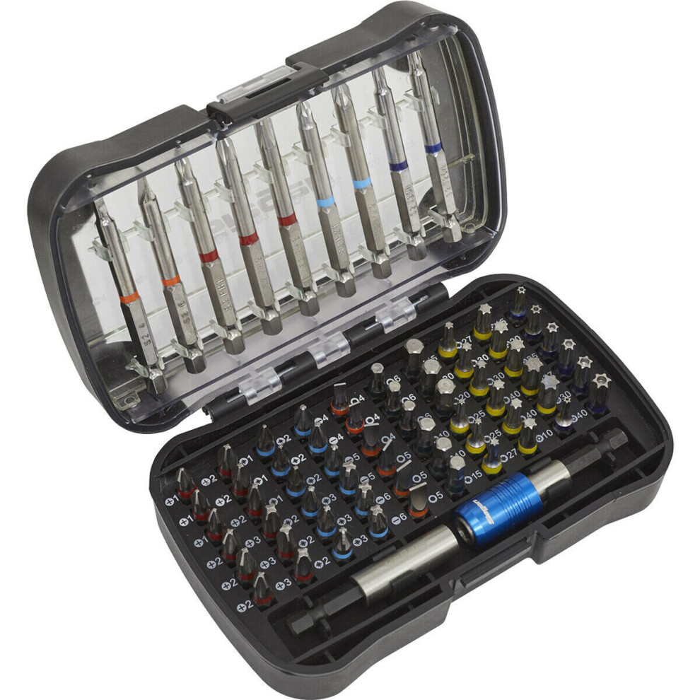 71 Piece Colour-Coded Power Tool Bit Set - Slotted Phillips Hex Torx & Pozi Bits 5056581901446