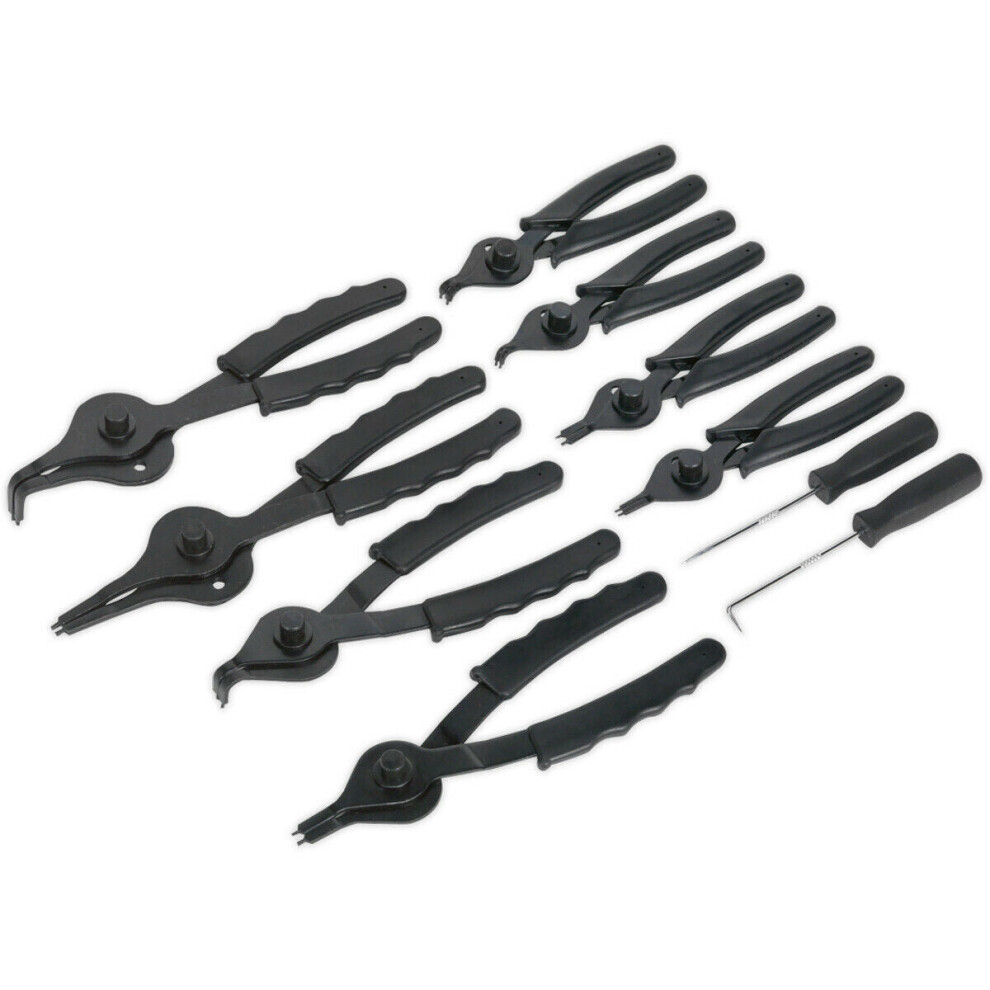10 Piece Internal External Circlip Pliers Set - Heat Treated Steel - Vinyl Grips