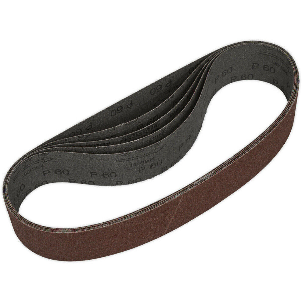 5 Pack - 50Mm X 686Mm Sanding Belts - 60 Grit Aluminium Oxide Cloth Backed Loop 5056581911223