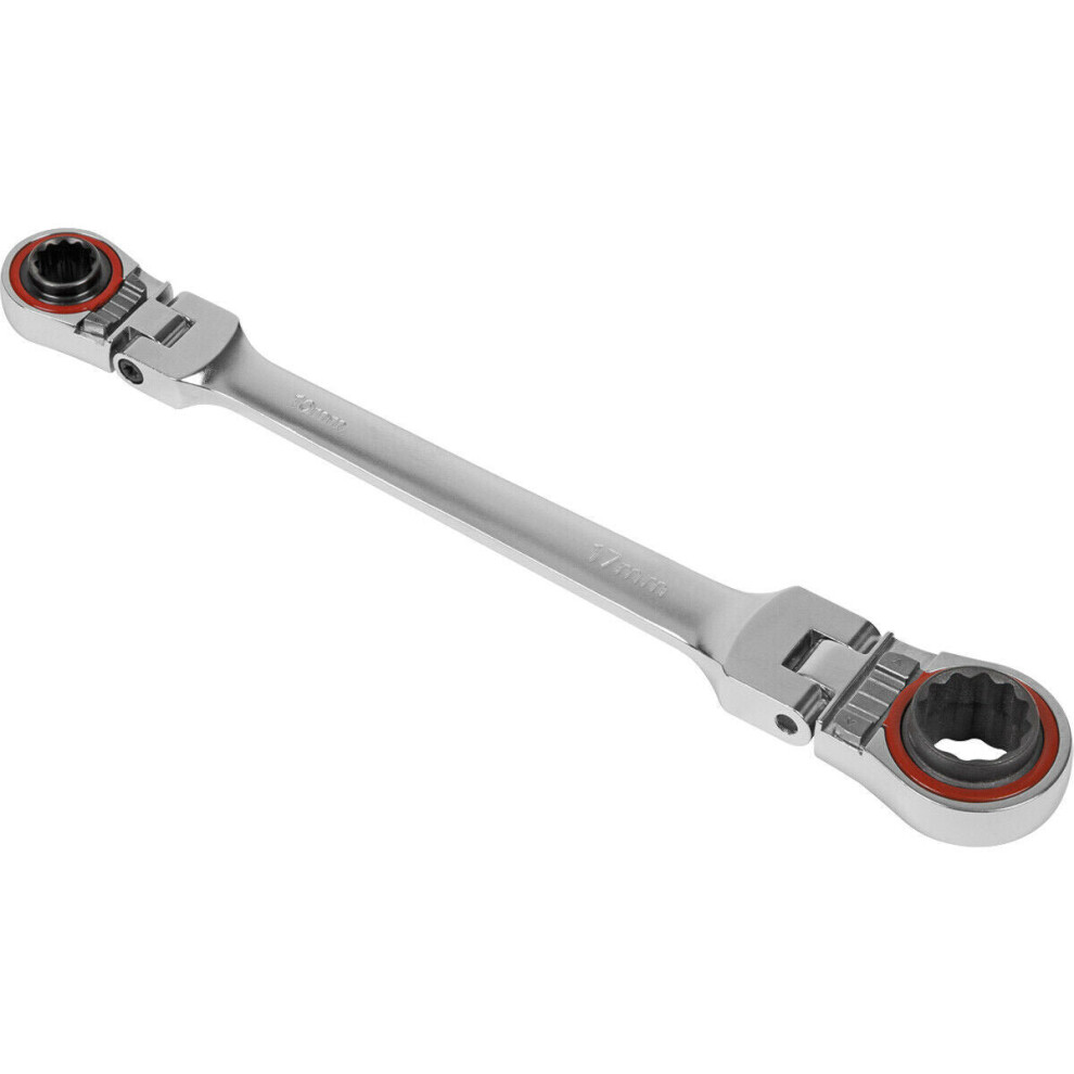 Loops 4-In-1 Double Ended Reversible Ratchet Ring Spanner Hardened Steel Metric Wrench