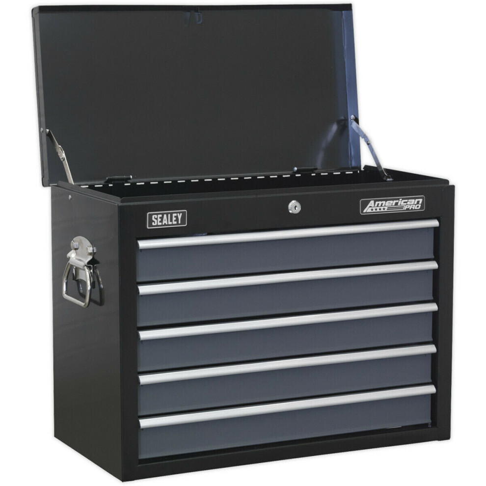 Loops 600 X 305 X 470Mm Black 5 Drawer Topchest Tool Chest Lockable Storage Cabinet