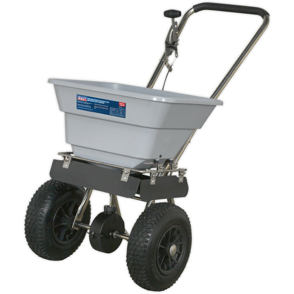 Walk Behind Broadcast Spreader - 37kg Capacity Hopper - Adjustable Feed System